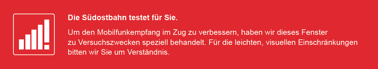 SOB - Fensteraufkleber Fensteraufkleber mit Information zum verbesserten Mobilfunkempfang im Zug.